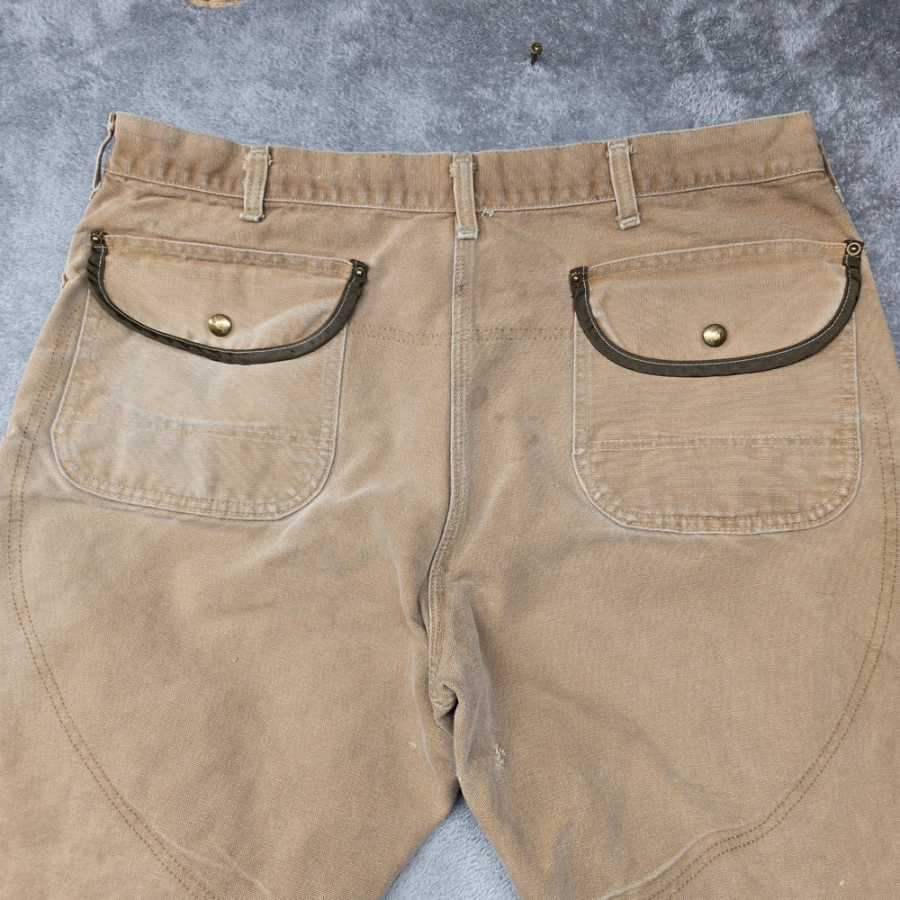 Vintage Carhartt Hunting Pants Mens 42x32 Tan Canvas Brush Guard Made in USA - Picture 6 of 14